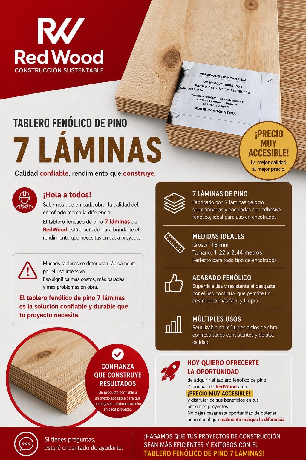Fenólico de pino: 7 láminas
